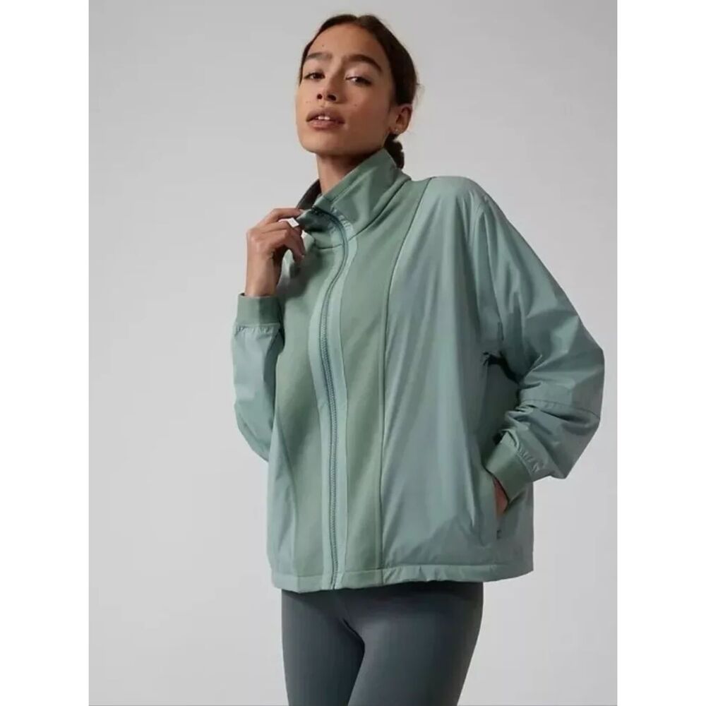 Athleta Evolve Hybrid Fleece Jacket SIZE XL Dusty Blue